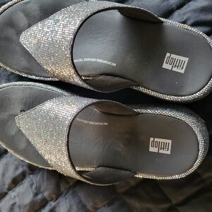 Fitflop Black Sandals with Glittery Upper